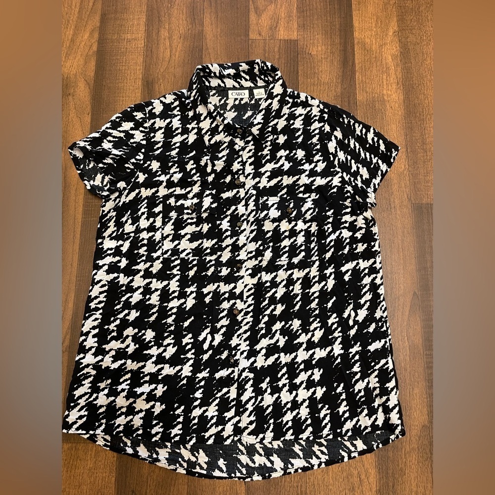 Cato Black and White Casual Button Down Shirt